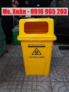 thùng rác y tế 95 lít màu vàng