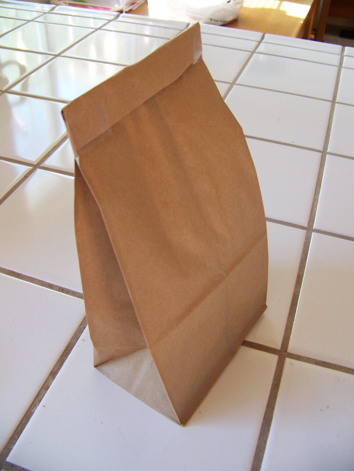 simply fill a paper lunch bag with popcorn kernels fold the top down ...