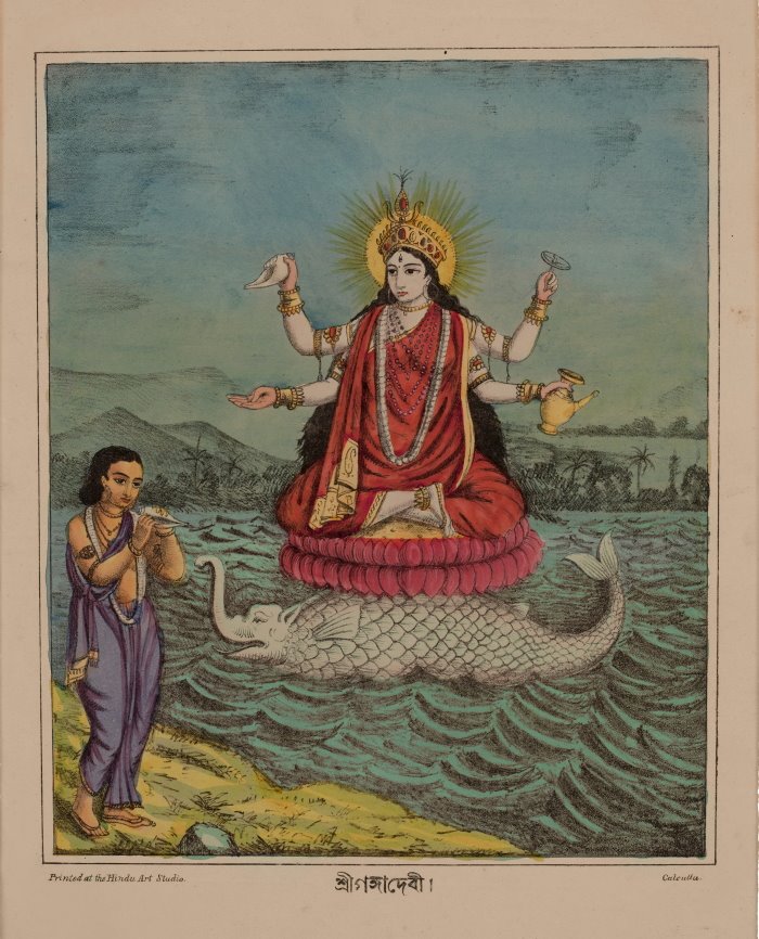 Goddess Ganga (River Ganges) - Hindu Art Studio, Calcutta c1880's