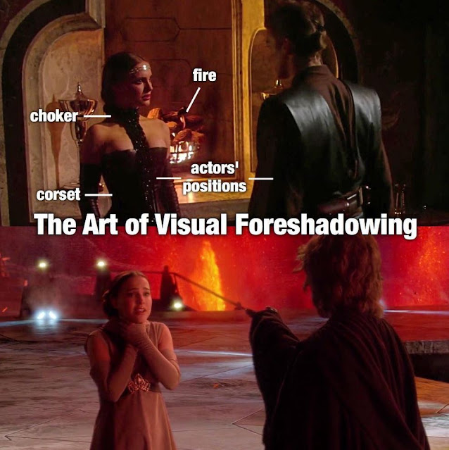 foreshadow the choking of padme by anakin