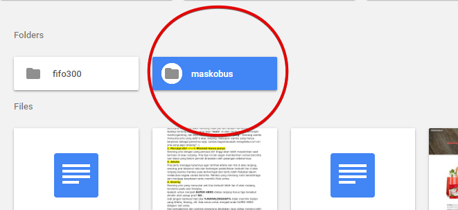 Penempatan folder di google drive