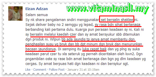 testimonial set bersalin shaklee