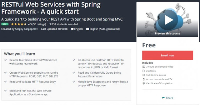 [100% Free] RESTful Web Services with Spring Framework - A quick start