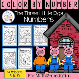 Color By Number For Math Remediation Numbers 6 to 10 With a Cute Three Little Pigs Theme From Fern Smith's Classroom Ideas at TpT.