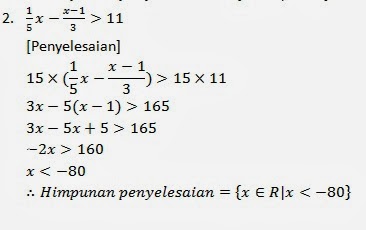 Pertidaksamaan linear satu variabel - Belajar Matematika 