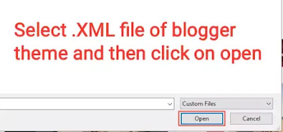 Select the xml file of blogger custom theme