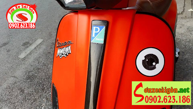 Mẫu sơn xe Vespa S màu cam nhám thể thao [Vespa_101]