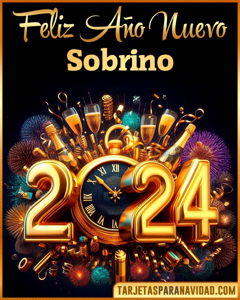 Tarjeta De Feliz Año Nuevo 2024 Para Sobrino