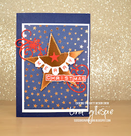 scissorspapercard, Stampin' Up!, CASEing The Catty, Labeler Alphabet, Greatest Part Of Christmas, Brightly Gleaming SDSP, Stitched Stars Dies, Christmas, Copper Foil
