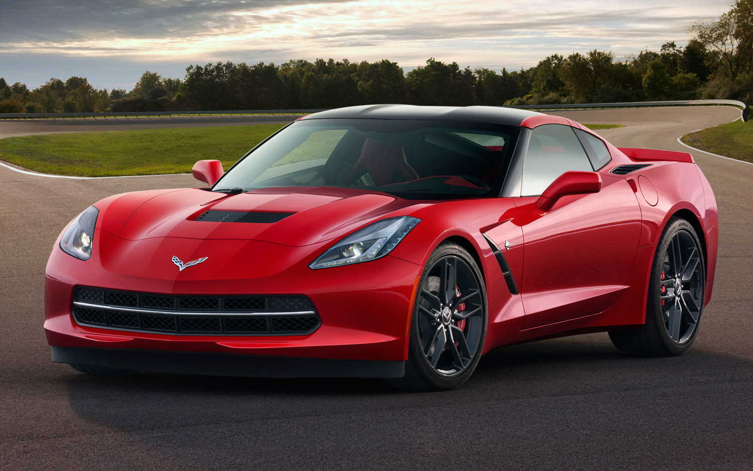 2014 Chevrolet Corvette Stingray front side view in red