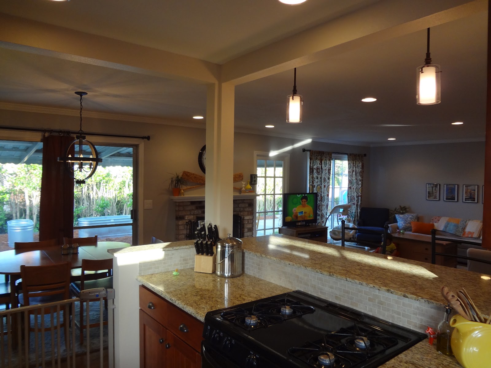 Open Concept Kitchen overlooking Dining and LARGE Living Room title=