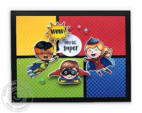 Sunny Studio Stamps Super Duper "You're Super" Superhero Card (featuring Comic Strip Speech Bubble Dies & Heroic Halftones 6x6 Paper)