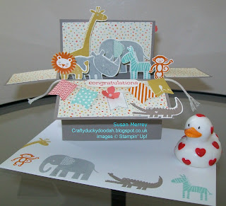 Stampin' Up! Made by Susan Simpson (Merrey) Independent Stampin' Up! Demonstrator, Craftyduckydoodah!, Rectangular Box Card Tutorial, Zoo Babies, 