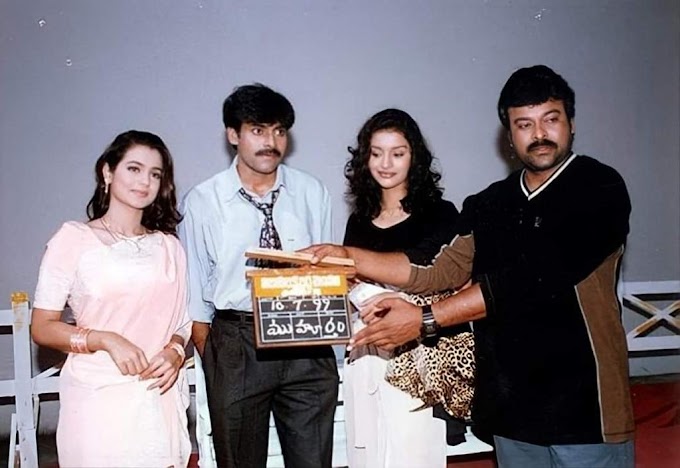 Megastar Chiru first clap  Clapper board  for Power Star PawanKalyan 's #Badri.  Red heart  #21yearsforbadri