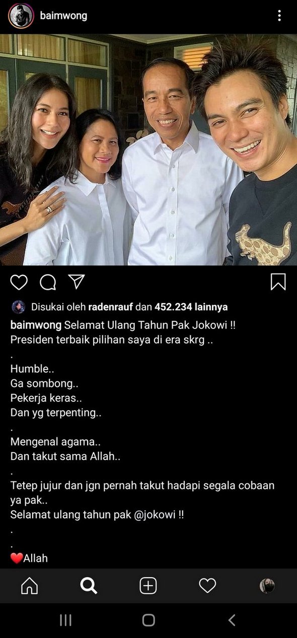 Usai ''DIBANTAI WARGANET'', Baim Wong Hapus "Jokowi Presiden Terbaik"