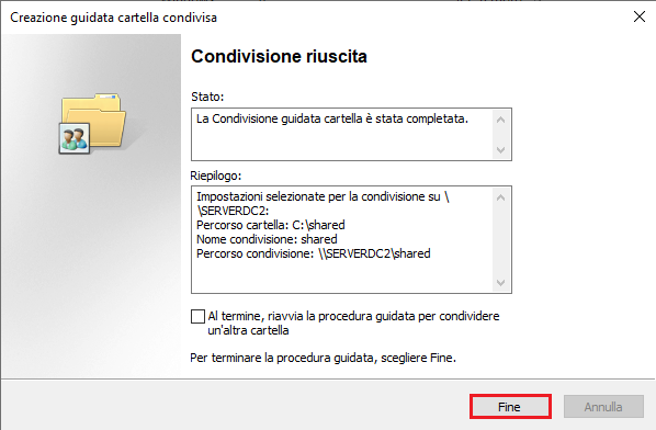 Condivisione riuscita