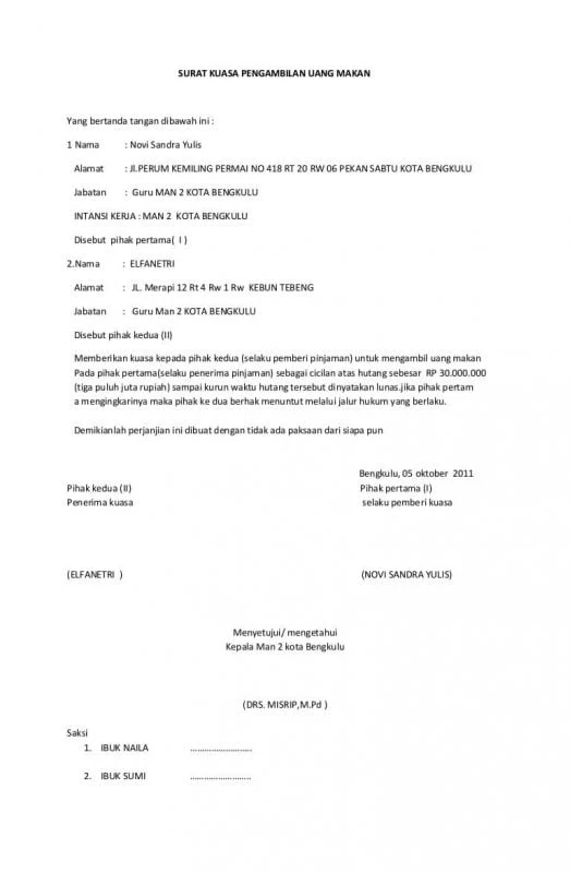 Contoh Format Surat Kuasa Pengambilan Bpkb Motor - Contoh surat kuasa pengambilan bpkb