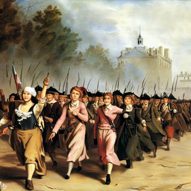 Mulheres rumo ao palácio de Versalhes na Revolução Francesa - www.professorjunioronline.com