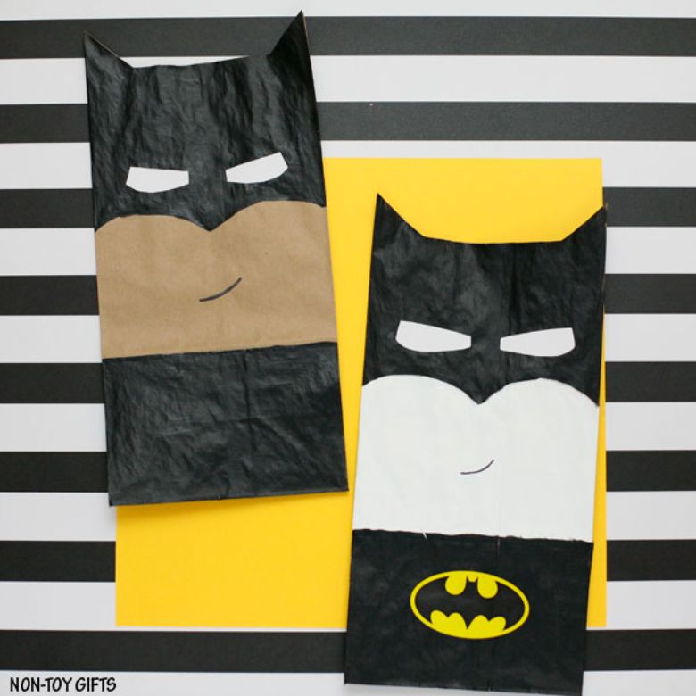 Paper bag batman craft - Superhero arts and crafts for kids