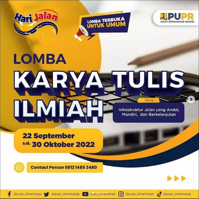 Lomba Karya Tulis Ilmiah By PUPR Deadline 30 oktober 2022