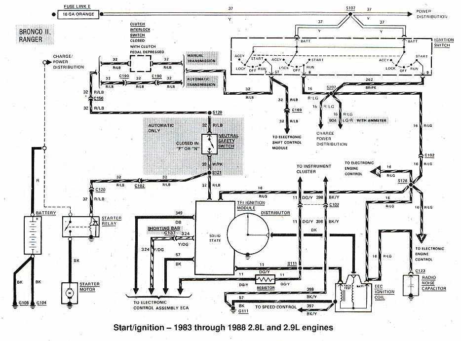 Ford Bronco II and Ranger 1983-1988 Start Ignition Wiring ...