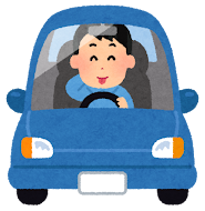 運転している男性のイラスト（照れる）