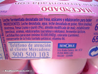 Ingredientes del L.Casei (tipo Actimel) desnatado de fresa Hacendado