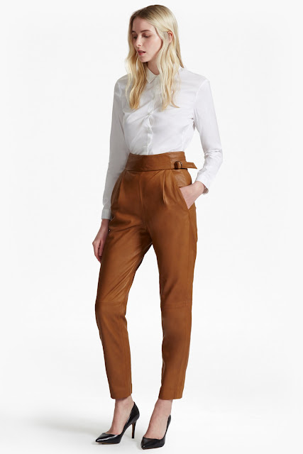 french connection leather trousers, tan leather trousers,