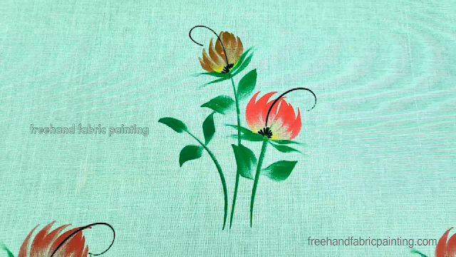 summer cotton saree fabric painting on hd image 1