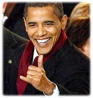 Obama flashing shaka sign