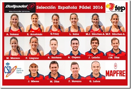 La Selección Española de Pádel preparada para el asalto a Lisboa en el Campeonato del Mundo 2016.