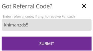 enter fantain referral code