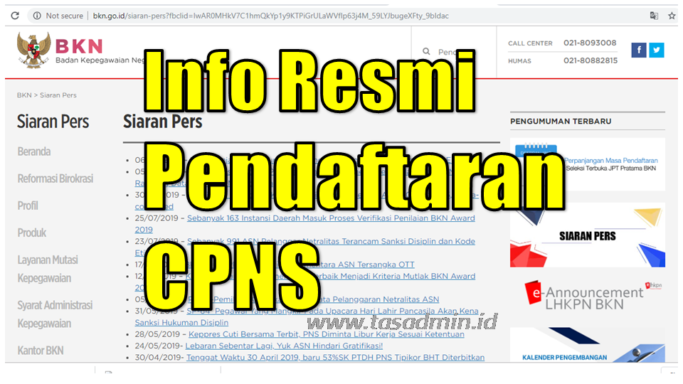 INFO CPNS 2019 YANG RESMI - tasADMIN