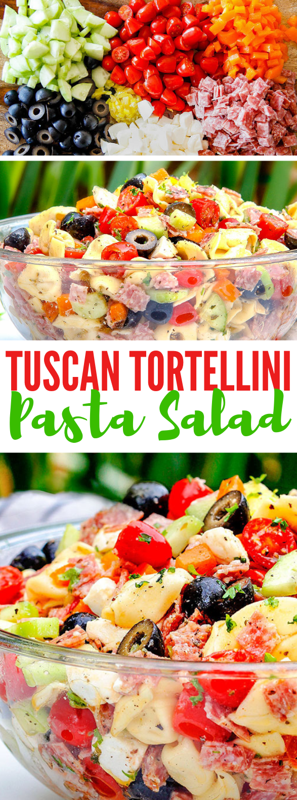 Tuscan Tortellini Pasta Salad #veggies #italian