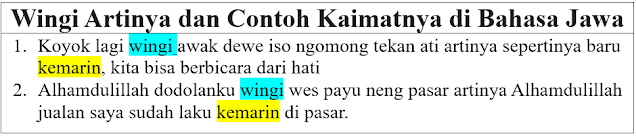 Wingi artinya dan contoh kalimatnya di bahasa Jawa