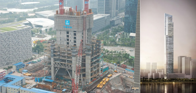 Photo of a Chow Tai Fook Skyscraper Construction Site as seen from the upper floors of the nearby building