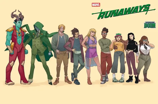 Portada de Runaways #1 por Stephanie Hans, parte del evento One World Under Doom.