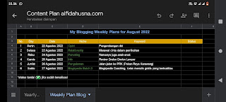 Rencana blog Plan bulan Agustus 2022