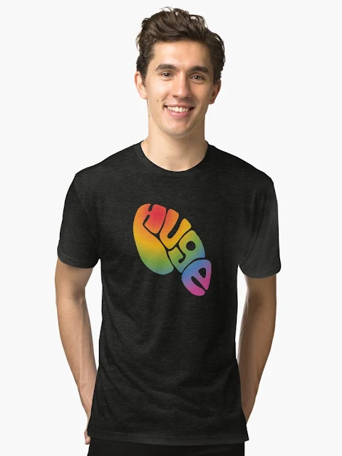 Huge text silhouette goes pride.