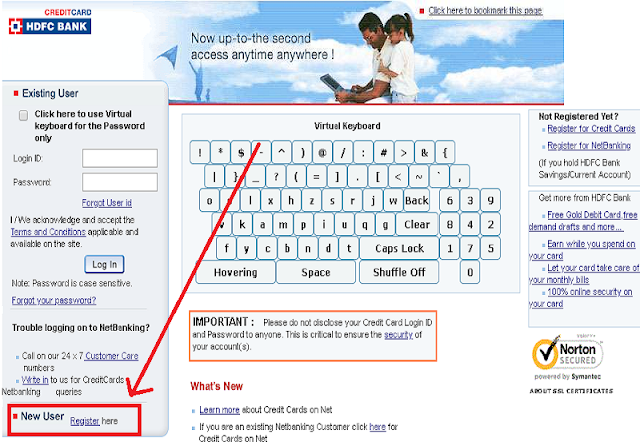 hdfc credit card login
