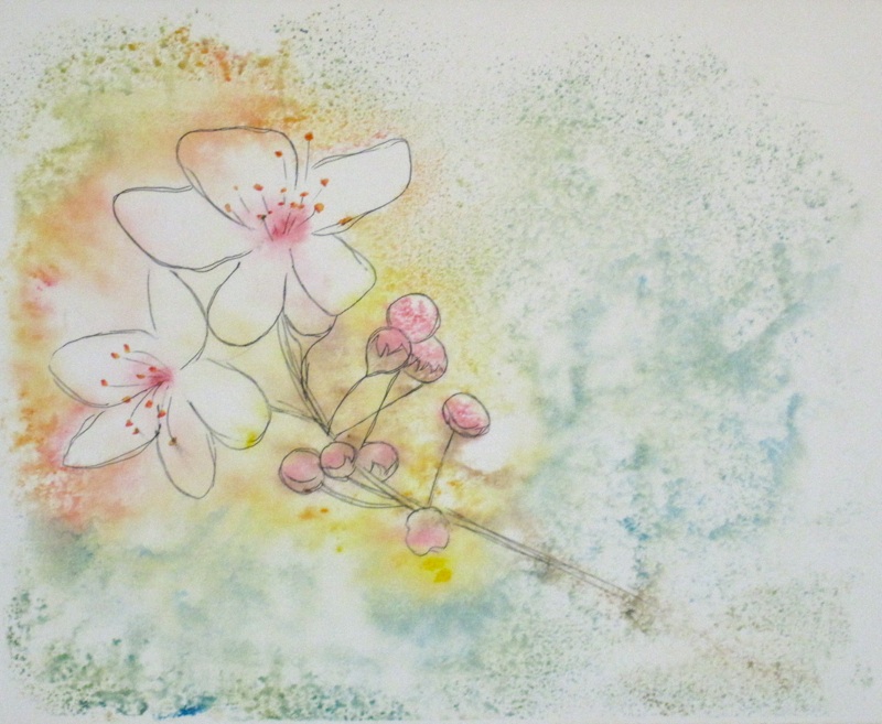 cherry tree drawing in blossom. Drawings, Paintings, Thoughts: A Creative Spot: Monotypes-Blossom, Cherry Tree, Coy