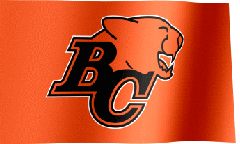 The waving orange fan flag of the BC Lions with the logo (Animated GIF)