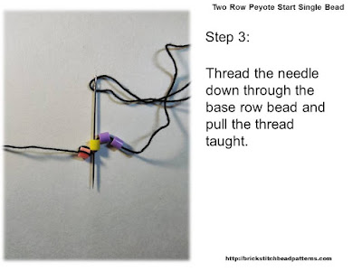 Click the image to view the Two Row or Peyote Start beading tutorial image larger.