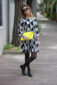 Asos black and white dress, Zara clutch, Fashion and Cookies