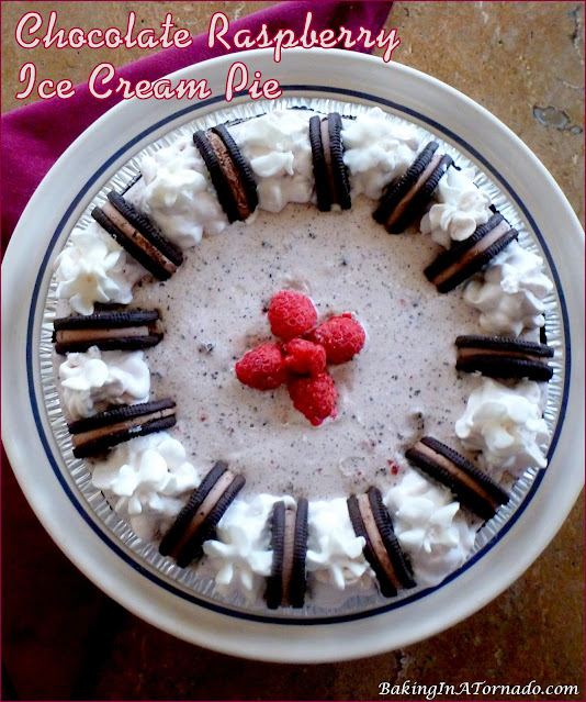 Chocolate Raspberry Ice Cream Pie | recipe developed by www.BakingInATornado.com | #recipe #dessert