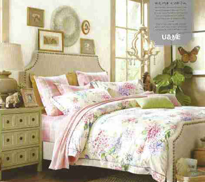 Sprei Katun Jepang Motif Bunga Pink