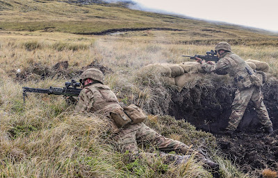 Firing an SA80 and Light Support Weapon troops from The Household Division on the infamous Onion Ranges in the Falklands