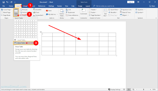 cara membuat tabel vertikal di word