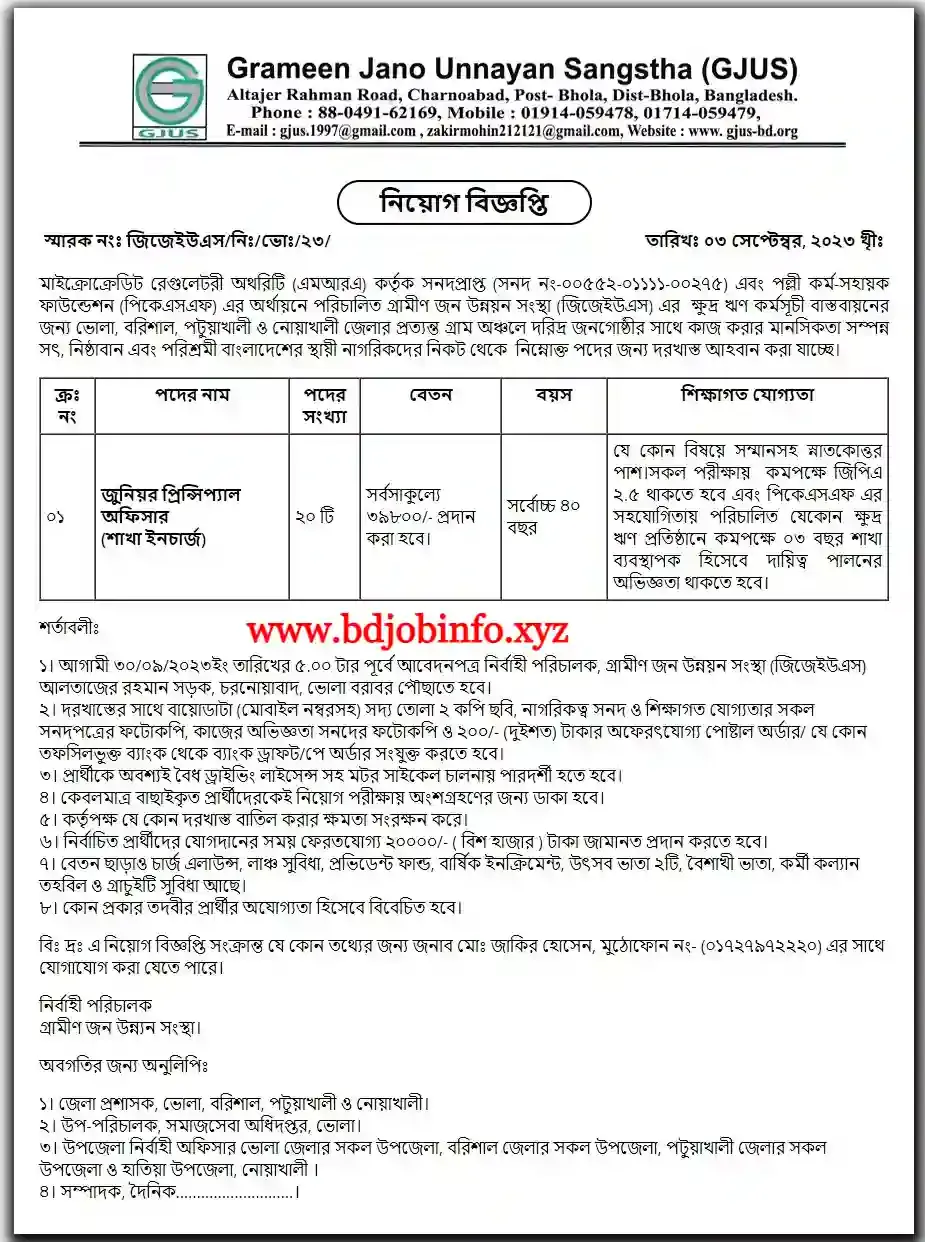 Grameen Jano Unnayan Sangstha Job Circular 2023