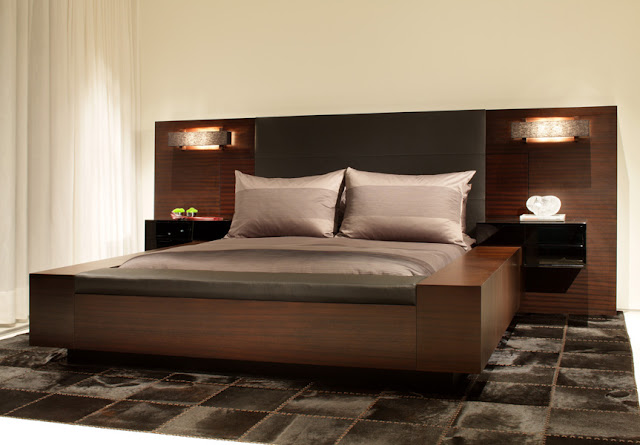 Dark brown modern bed 